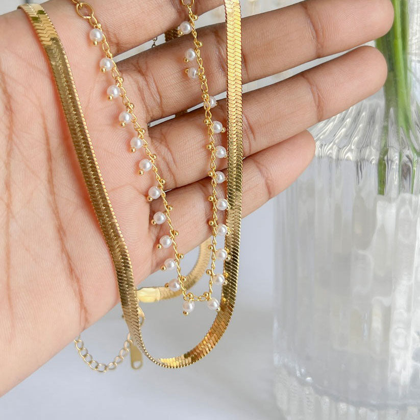 Marizanne | Luxe Snake Choker & Pearl Jewelry Set 18K Gold
