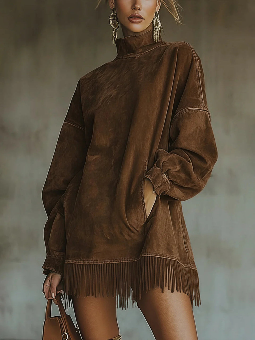 Sheril | Cozy Suede Fringe Dress