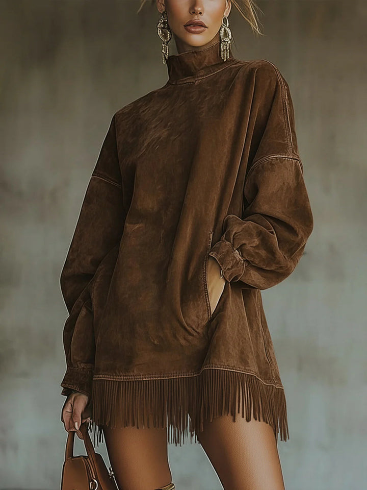 Sheri | Cozy Suede Fringe Dress