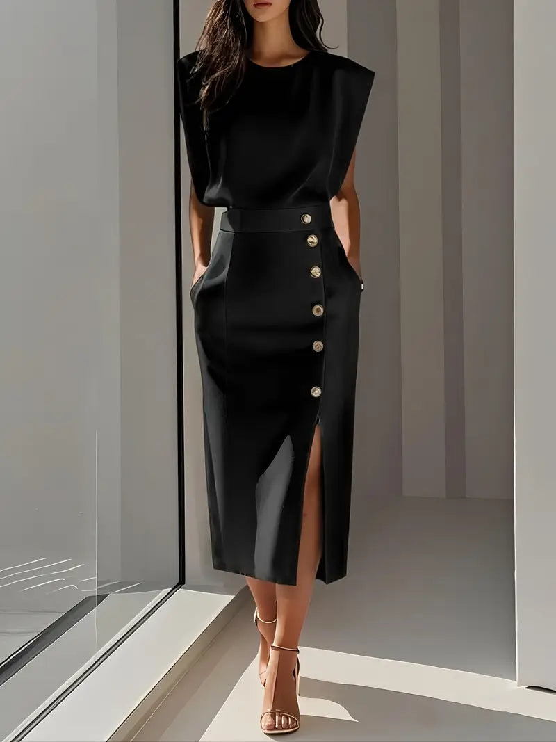 Dalia™ | Elegant Side Slit Midi Dress