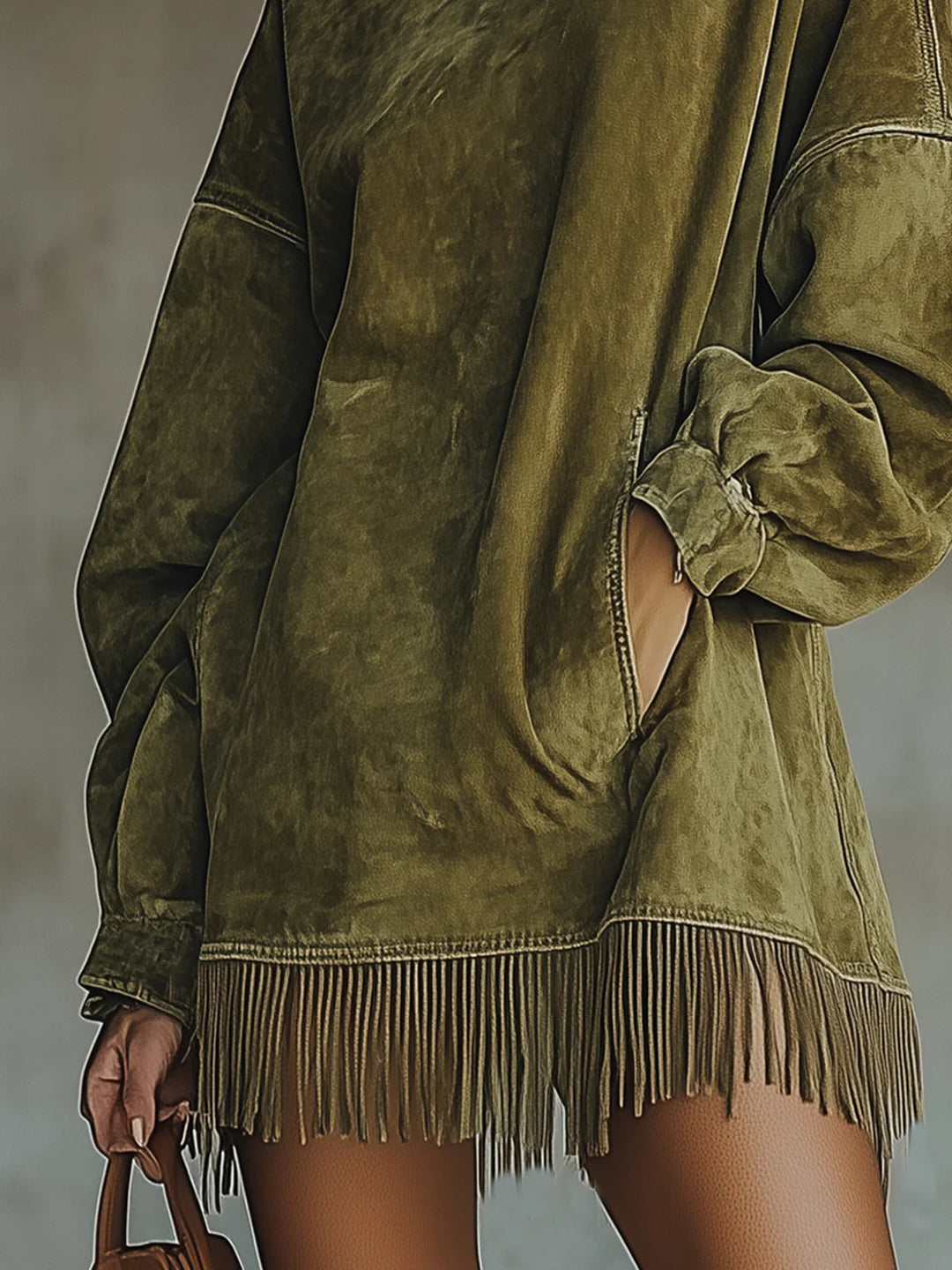 Sheril | Cozy Suede Fringe Dress