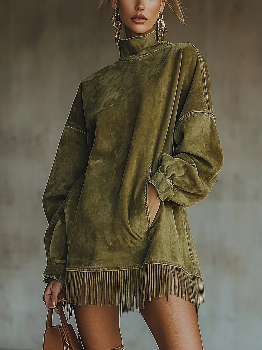 Sheril | Cozy Suede Fringe Dress