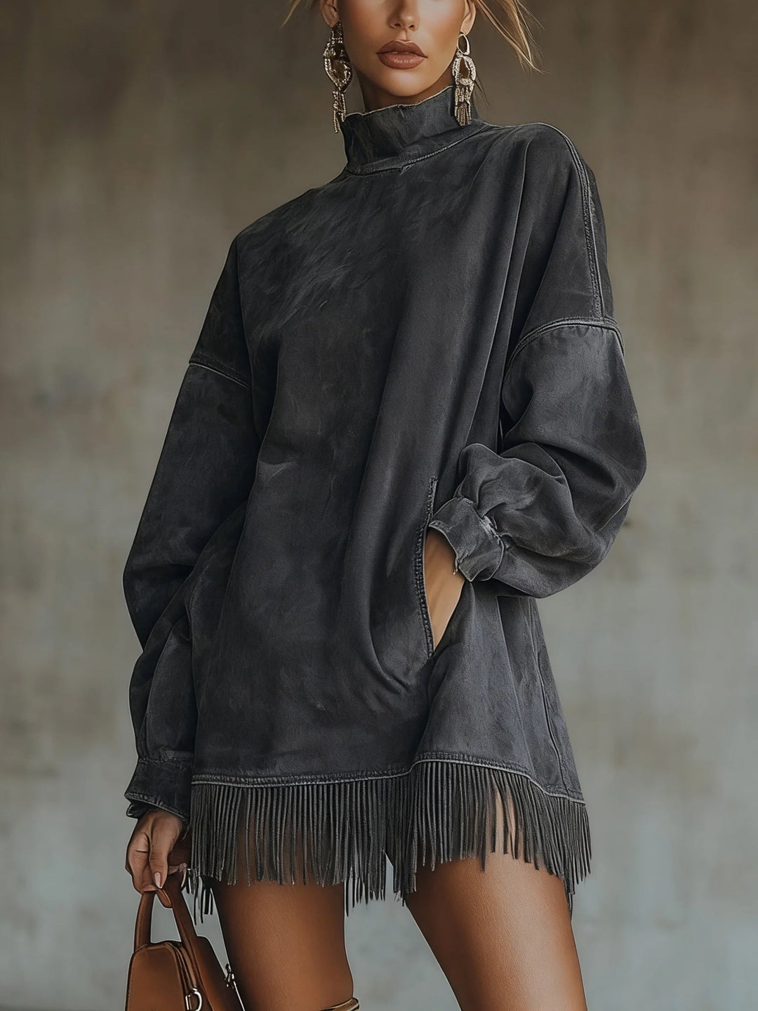 Sheril | Cozy Suede Fringe Dress