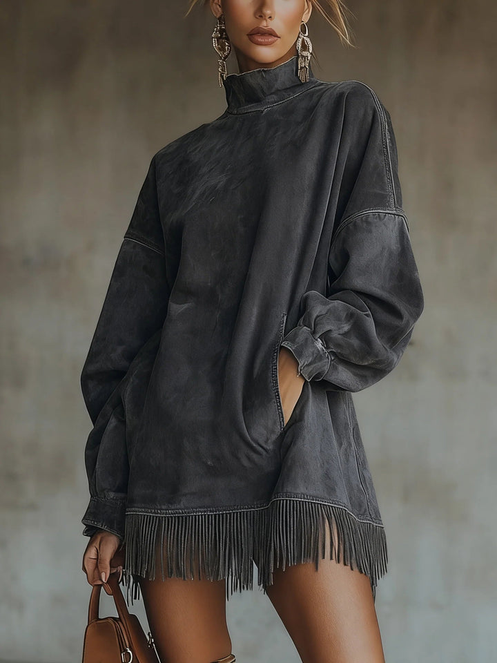 Sheril | Cozy Suede Fringe Dress