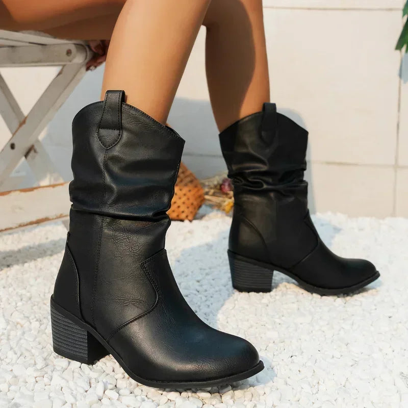 Claire® | Classic Mid-Calf Western Boots