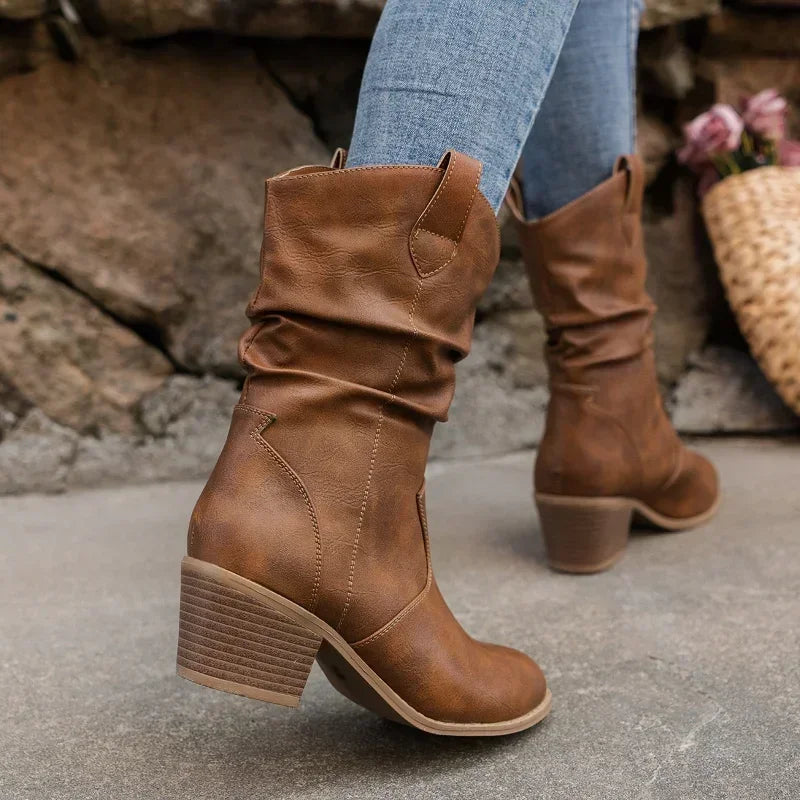 Claire® | Classic Mid-Calf Western Boots