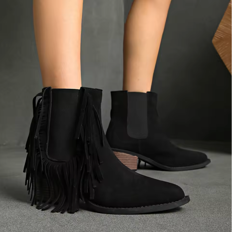 Claire® | Luxury Fringe Ankle Boots