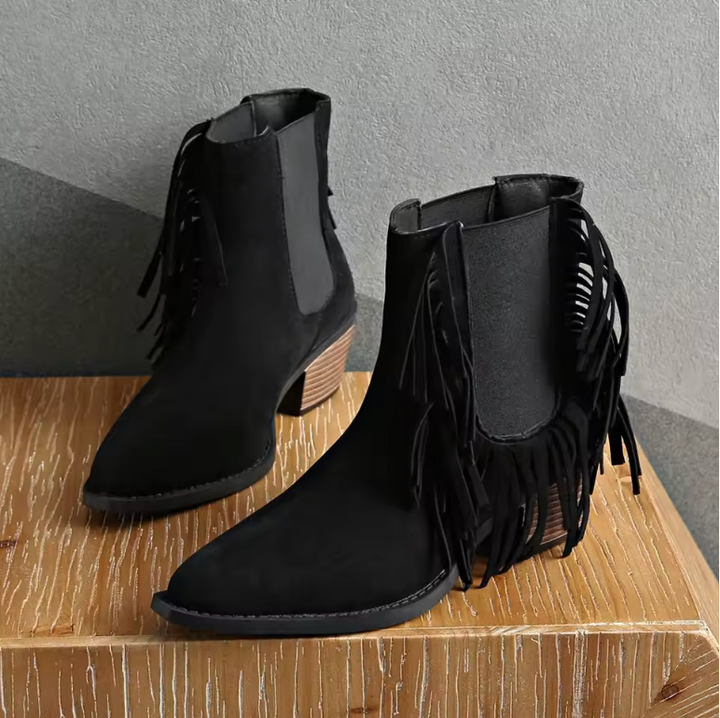Claire® | Luxury Fringe Ankle Boots