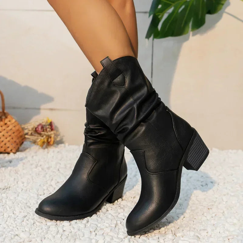 Claire® | Classic Mid-Calf Western Boots