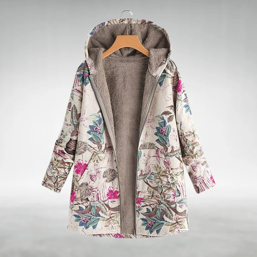 Rose Elegant Fit Margery Floral Fleece Jacket | Soft Warmth with Timeless Grace