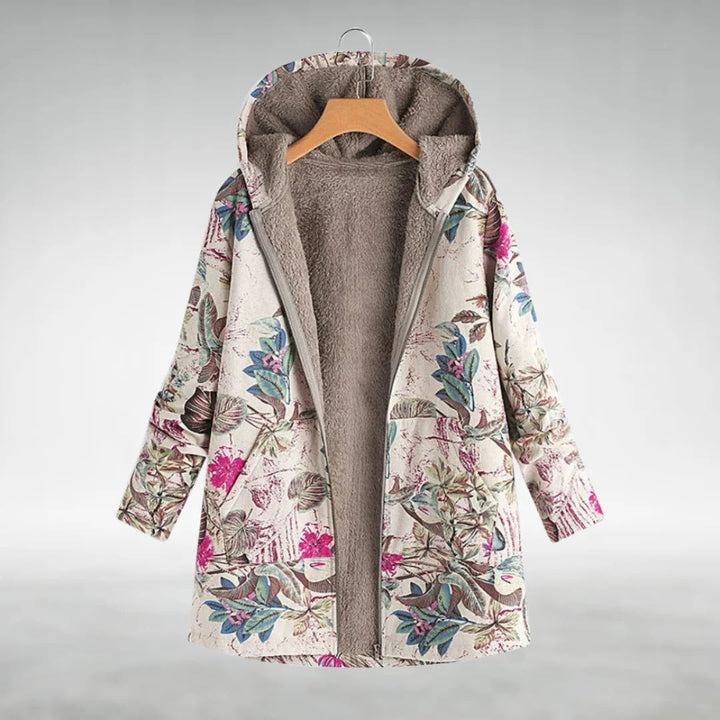 Rose Elegant Fit Margery Floral Fleece Jacket | Soft Warmth with Timeless Grace