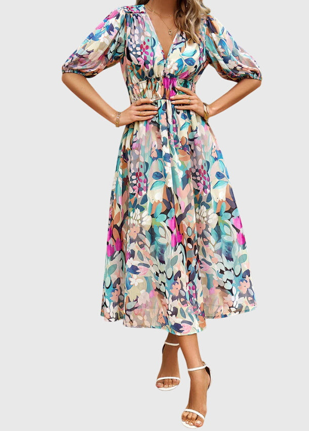 Merlin™ | Flattering Floral Midi Dress