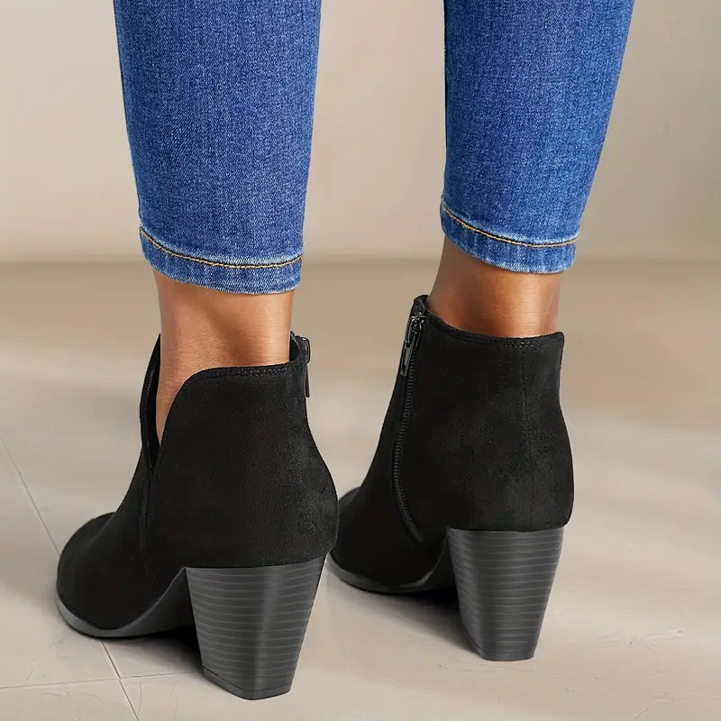 POINTED ANKLE BOOT WITH SUEDE EFFECT